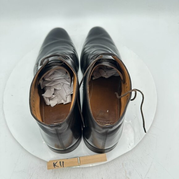 Bally Men Size 9D Black Leather Plain Toe Lace Up Chukka Ankle Boot - Picture 9 of 12